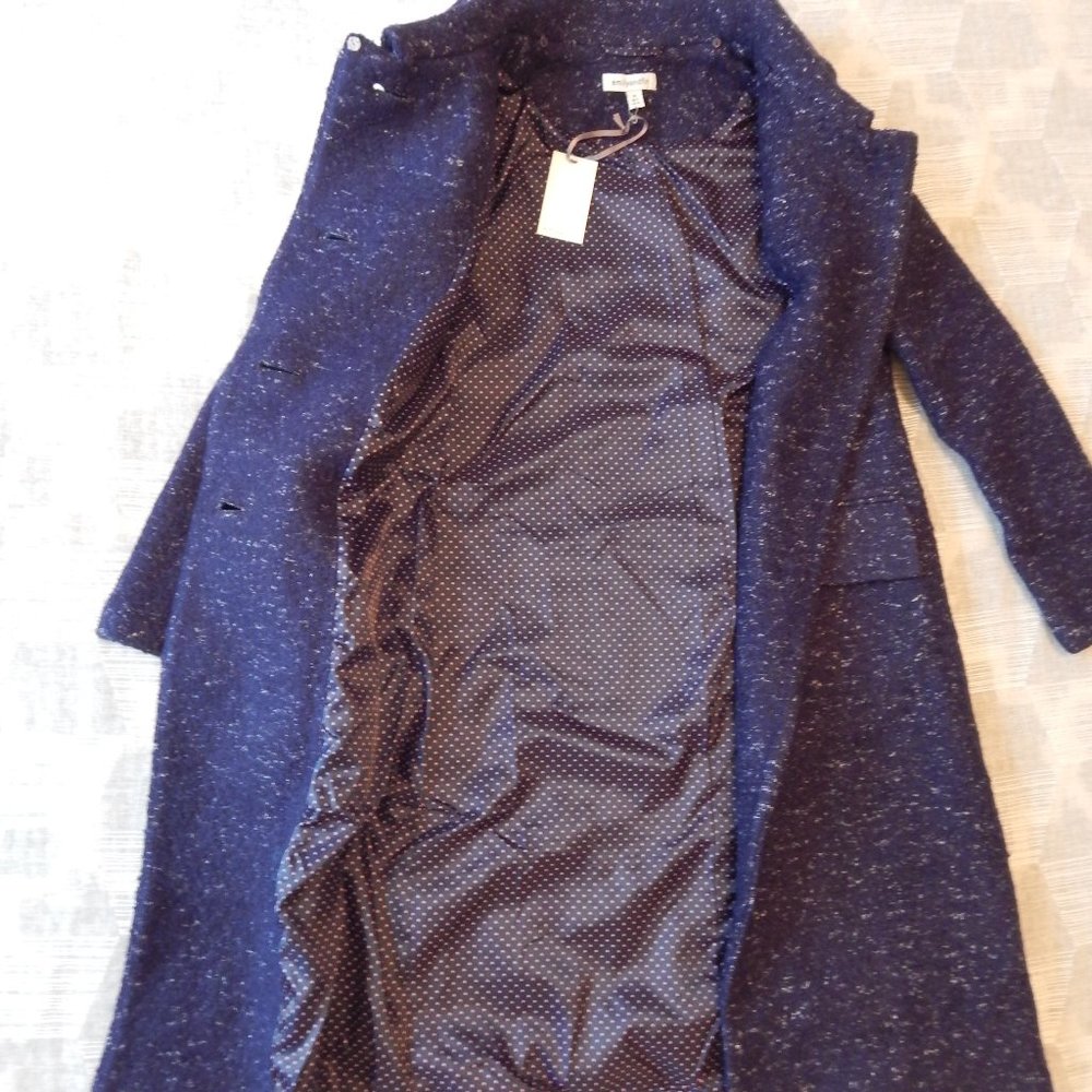 Emily and Fin Vivian Car Coat Boucle Navy XS NWT - Picture 7 of 13